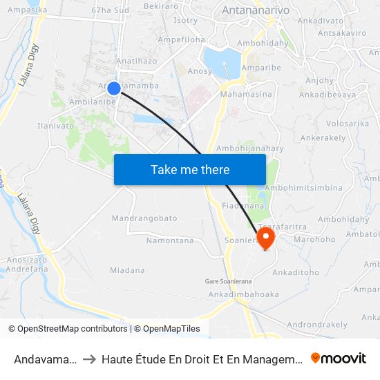 Andavamamba to Haute Étude En Droit Et En Management (Hedm) map