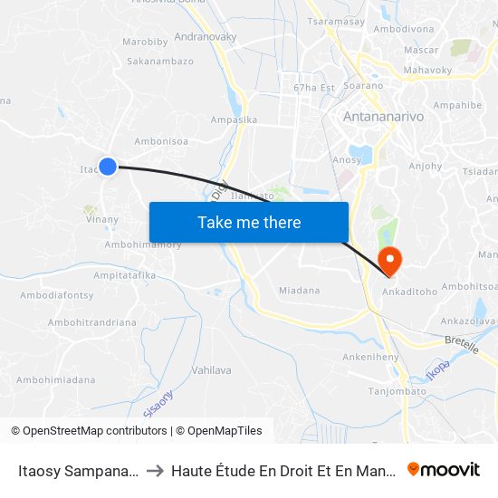 Itaosy Sampanana Vinany to Haute Étude En Droit Et En Management (Hedm) map