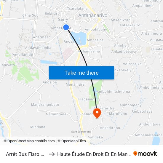 Arrêt Bus Fiaro Ampefiloha to Haute Étude En Droit Et En Management (Hedm) map