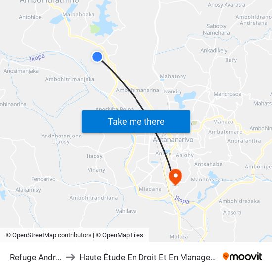 Refuge Andranoro to Haute Étude En Droit Et En Management (Hedm) map