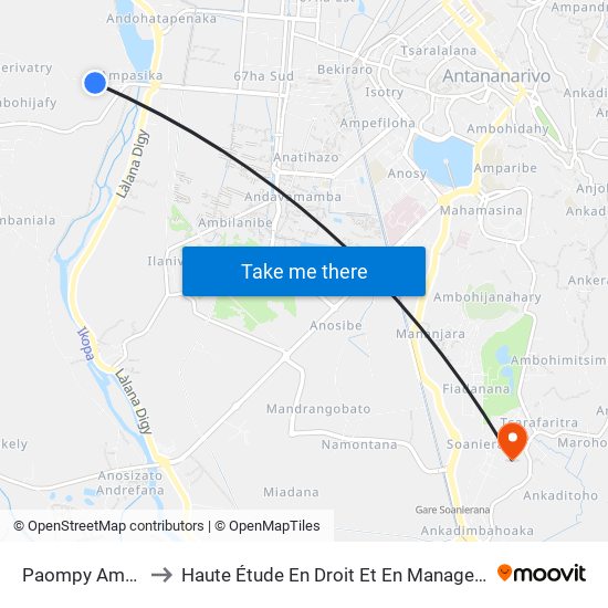 Paompy Ampasika to Haute Étude En Droit Et En Management (Hedm) map