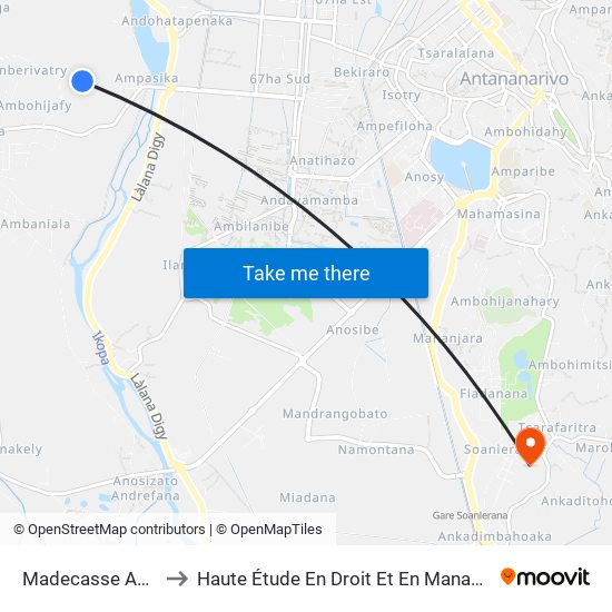 Madecasse Ampasika to Haute Étude En Droit Et En Management (Hedm) map