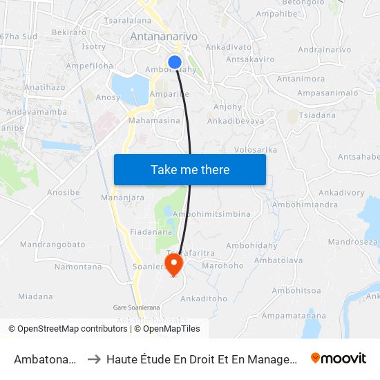 Ambatonakanga to Haute Étude En Droit Et En Management (Hedm) map