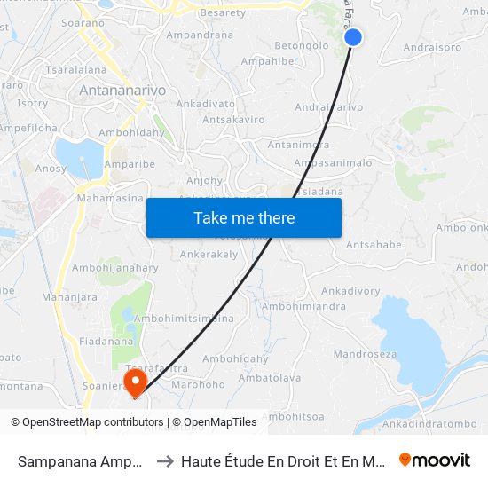 Sampanana Ampandrianomby to Haute Étude En Droit Et En Management (Hedm) map