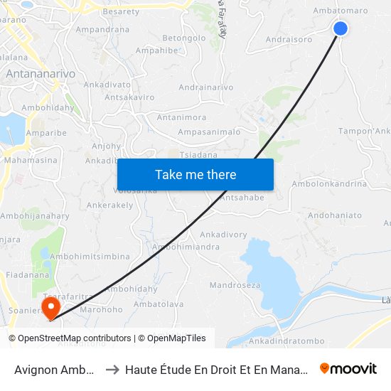 Avignon Ambatomaro to Haute Étude En Droit Et En Management (Hedm) map