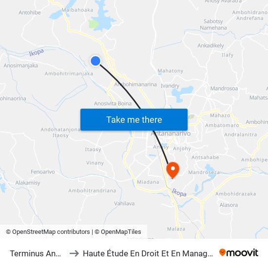 Terminus Andranoro to Haute Étude En Droit Et En Management (Hedm) map