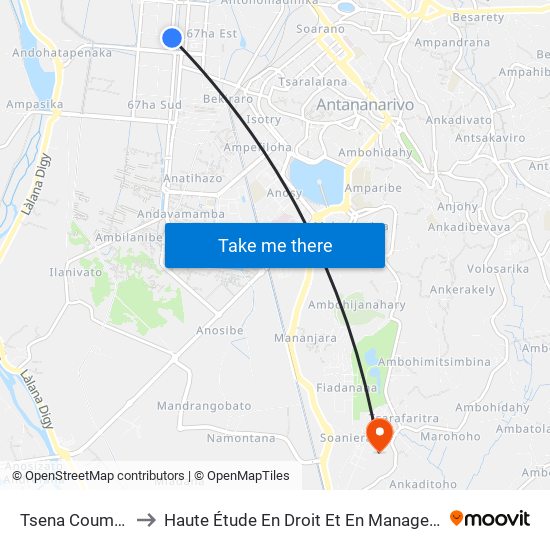 Tsena Coum 67 Ha to Haute Étude En Droit Et En Management (Hedm) map