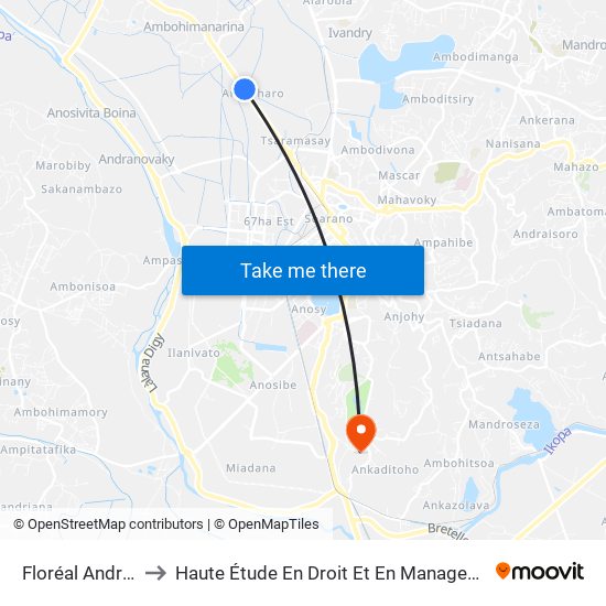 Floréal Andraharo to Haute Étude En Droit Et En Management (Hedm) map