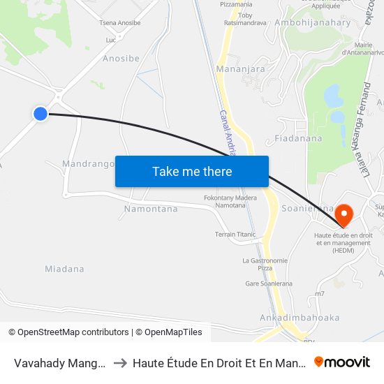 Vavahady Manga Anosibe to Haute Étude En Droit Et En Management (Hedm) map