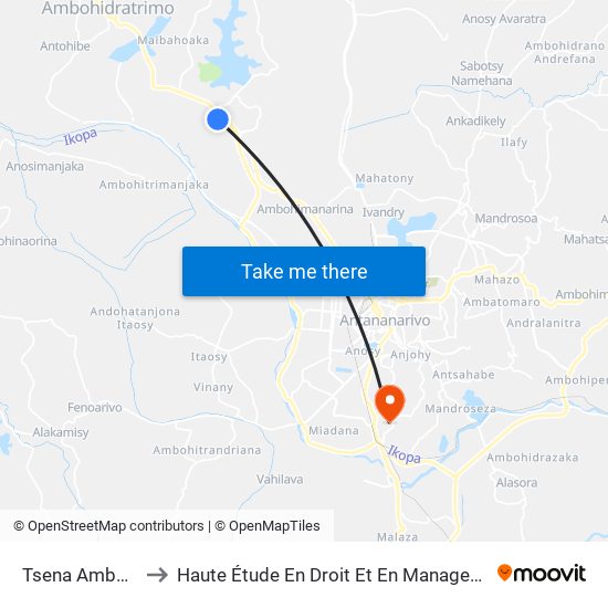 Tsena Ambohibao to Haute Étude En Droit Et En Management (Hedm) map