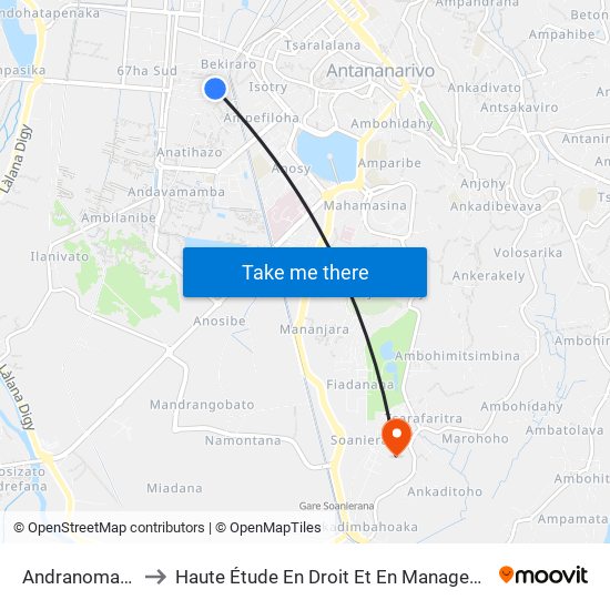 Andranomanalina to Haute Étude En Droit Et En Management (Hedm) map