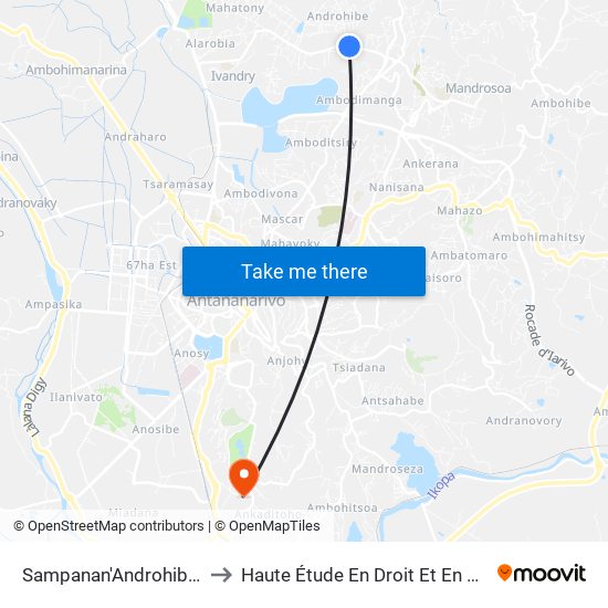 Sampanan'Androhibe Analamahitsy to Haute Étude En Droit Et En Management (Hedm) map