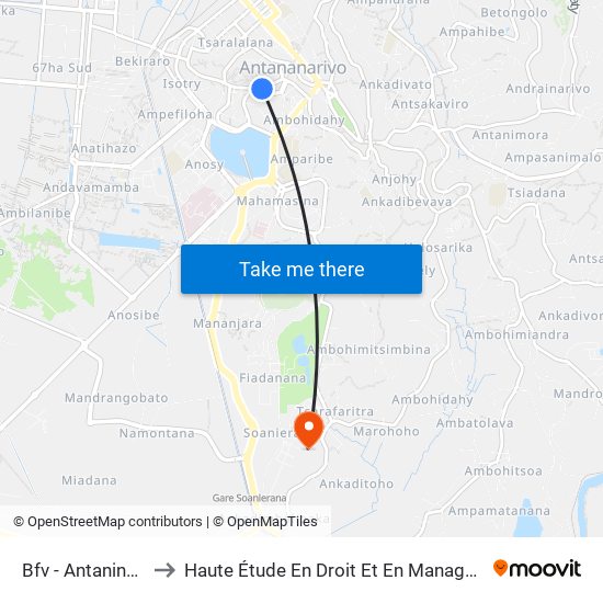 Bfv - Antaninarenina to Haute Étude En Droit Et En Management (Hedm) map