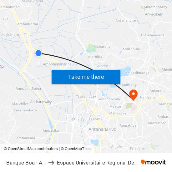 Banque Boa - Anosisoa to Espace Universitaire Régional De L'Océan Indien map