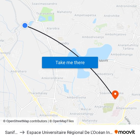 Sanifer to Espace Universitaire Régional De L'Océan Indien map