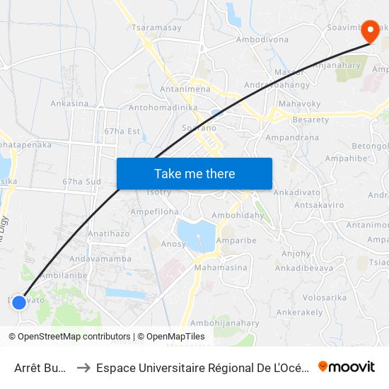 Arrêt Bus 12 to Espace Universitaire Régional De L'Océan Indien map