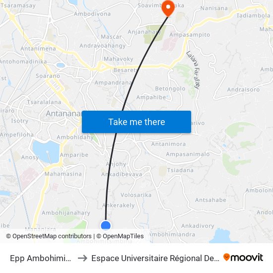 Epp Ambohimitsimbina to Espace Universitaire Régional De L'Océan Indien map