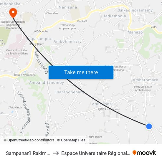 Sampanan'I Rakimal Antsobolo to Espace Universitaire Régional De L'Océan Indien map