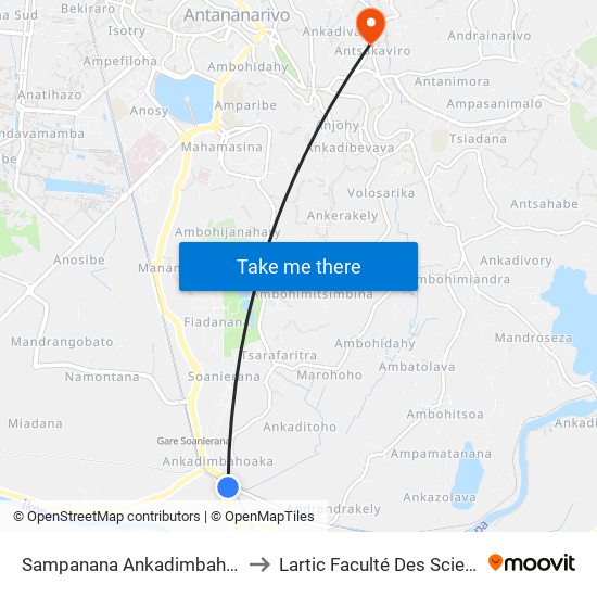 Sampanana Ankadimbahoaka to Lartic Faculté Des Sciences map