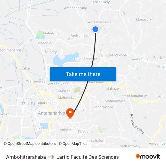 Ambohitrarahaba to Lartic Faculté Des Sciences map