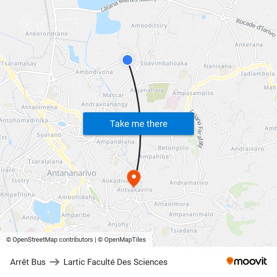 Arrêt Bus to Lartic Faculté Des Sciences map