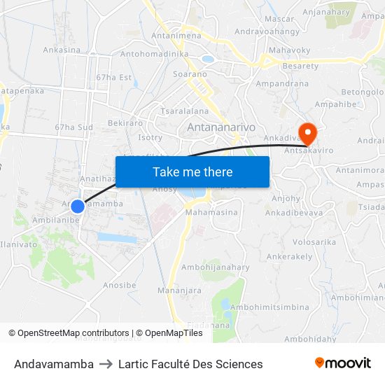 Andavamamba to Lartic Faculté Des Sciences map