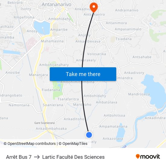 Arrêt Bus 7 to Lartic Faculté Des Sciences map