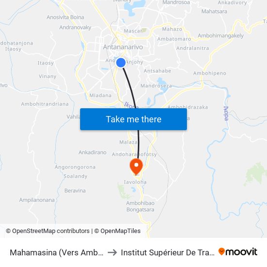 Mahamasina (Vers Ambohijatovo) to Institut Supérieur De Travail Social map