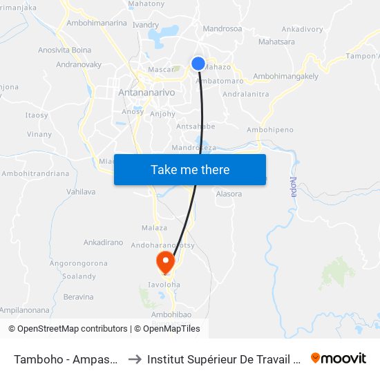 Tamboho - Ampasapito to Institut Supérieur De Travail Social map