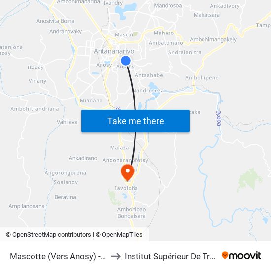 Mascotte (Vers Anosy) - Antsahabe to Institut Supérieur De Travail Social map
