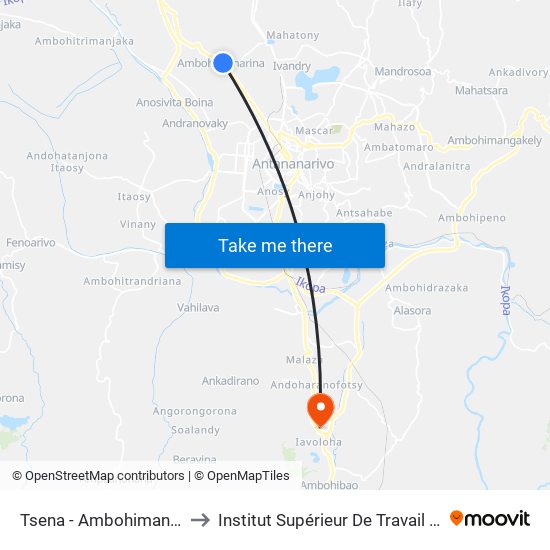 Tsena - Ambohimanarina to Institut Supérieur De Travail Social map