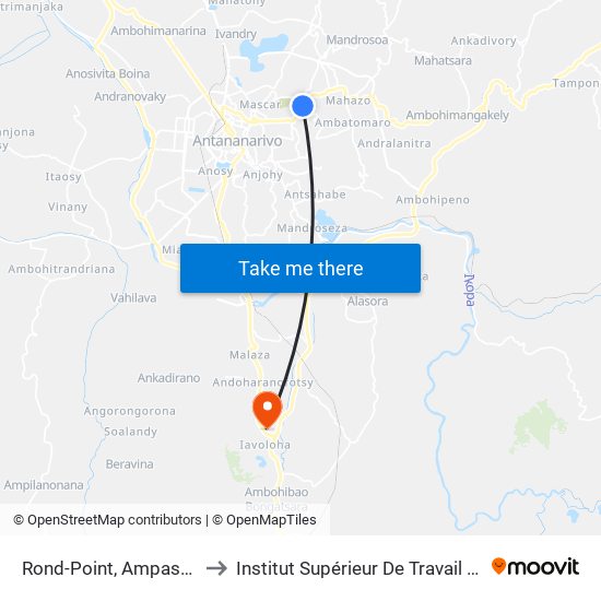 Rond-Point, Ampasapito to Institut Supérieur De Travail Social map