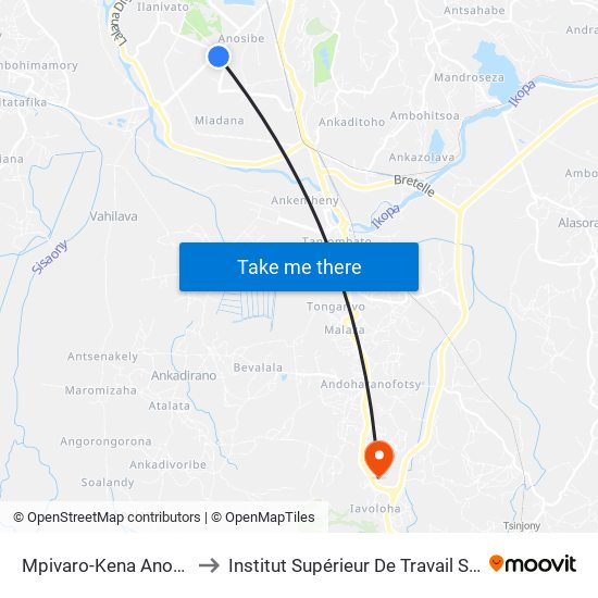 Mpivaro-Kena Anosibe to Institut Supérieur De Travail Social map