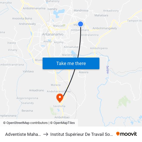 Adventiste Mahazo to Institut Supérieur De Travail Social map