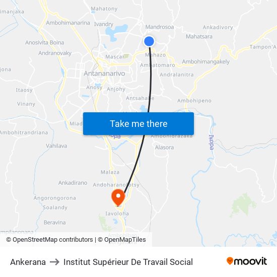 Ankerana to Institut Supérieur De Travail Social map