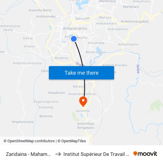 Zaridaina - Mahamasina to Institut Supérieur De Travail Social map