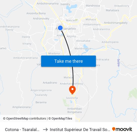Cotona - Tsaralalana to Institut Supérieur De Travail Social map