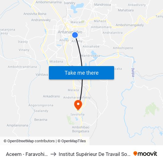 Aceem - Faravohitra to Institut Supérieur De Travail Social map
