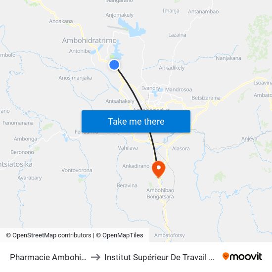 Pharmacie Ambohibao to Institut Supérieur De Travail Social map