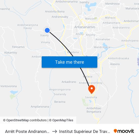 Arrêt Poste Andranonahoatra to Institut Supérieur De Travail Social map