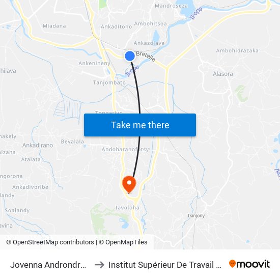 Jovenna Androndrakely to Institut Supérieur De Travail Social map