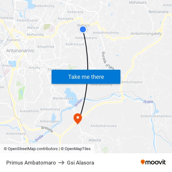Primus Ambatomaro to Gsi Alasora map