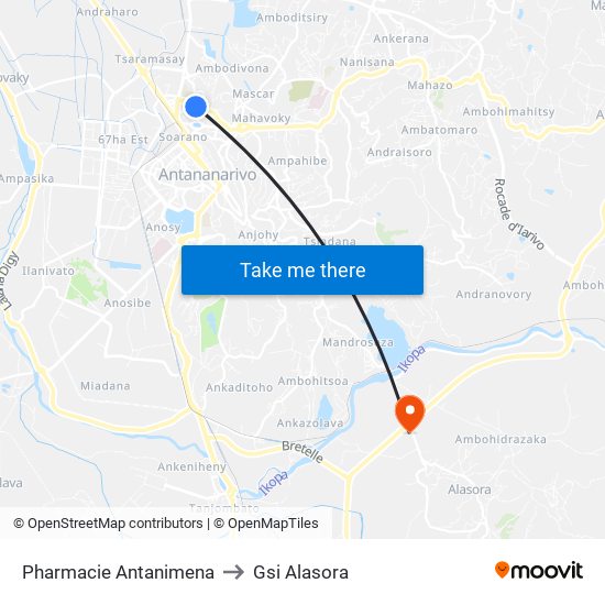 Pharmacie Antanimena to Gsi Alasora map