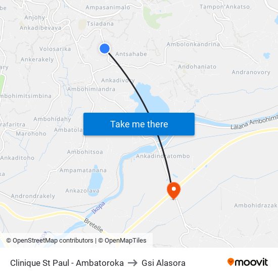 Clinique St Paul - Ambatoroka to Gsi Alasora map