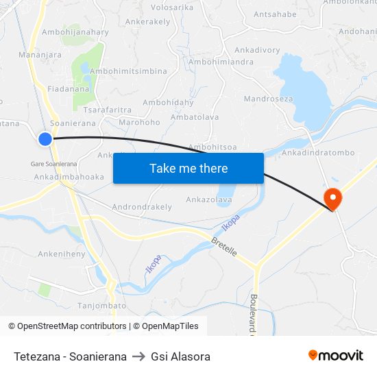 Tetezana - Soanierana to Gsi Alasora map