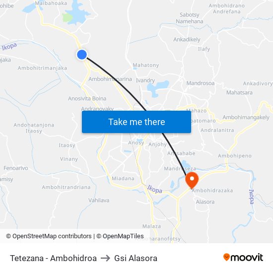 Tetezana - Ambohidroa to Gsi Alasora map