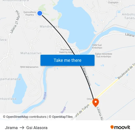 Jirama to Gsi Alasora map