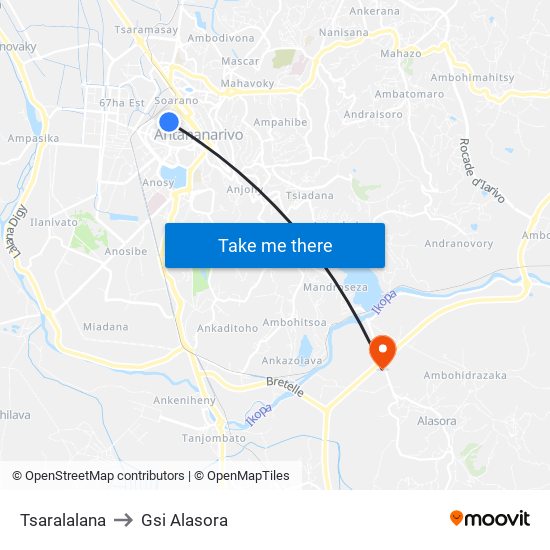 Tsaralalana to Gsi Alasora map