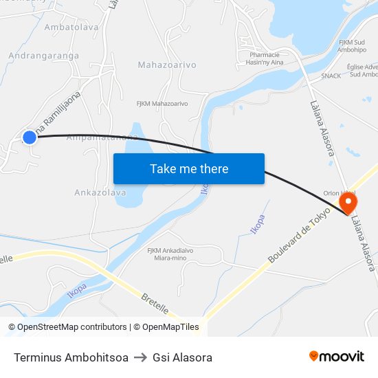 Terminus Ambohitsoa to Gsi Alasora map