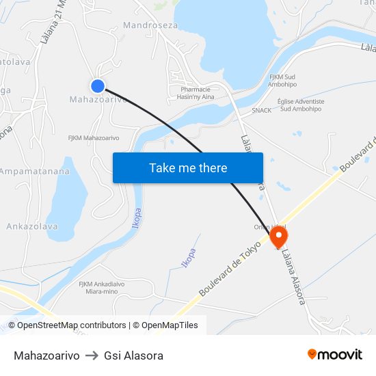 Mahazoarivo to Gsi Alasora map